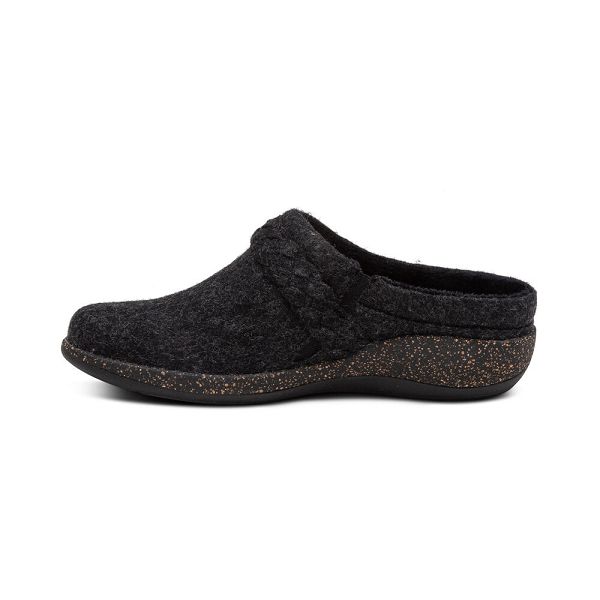 Aetrex Women's Libby Comfort Clogs Black Shoes UK 6458-930